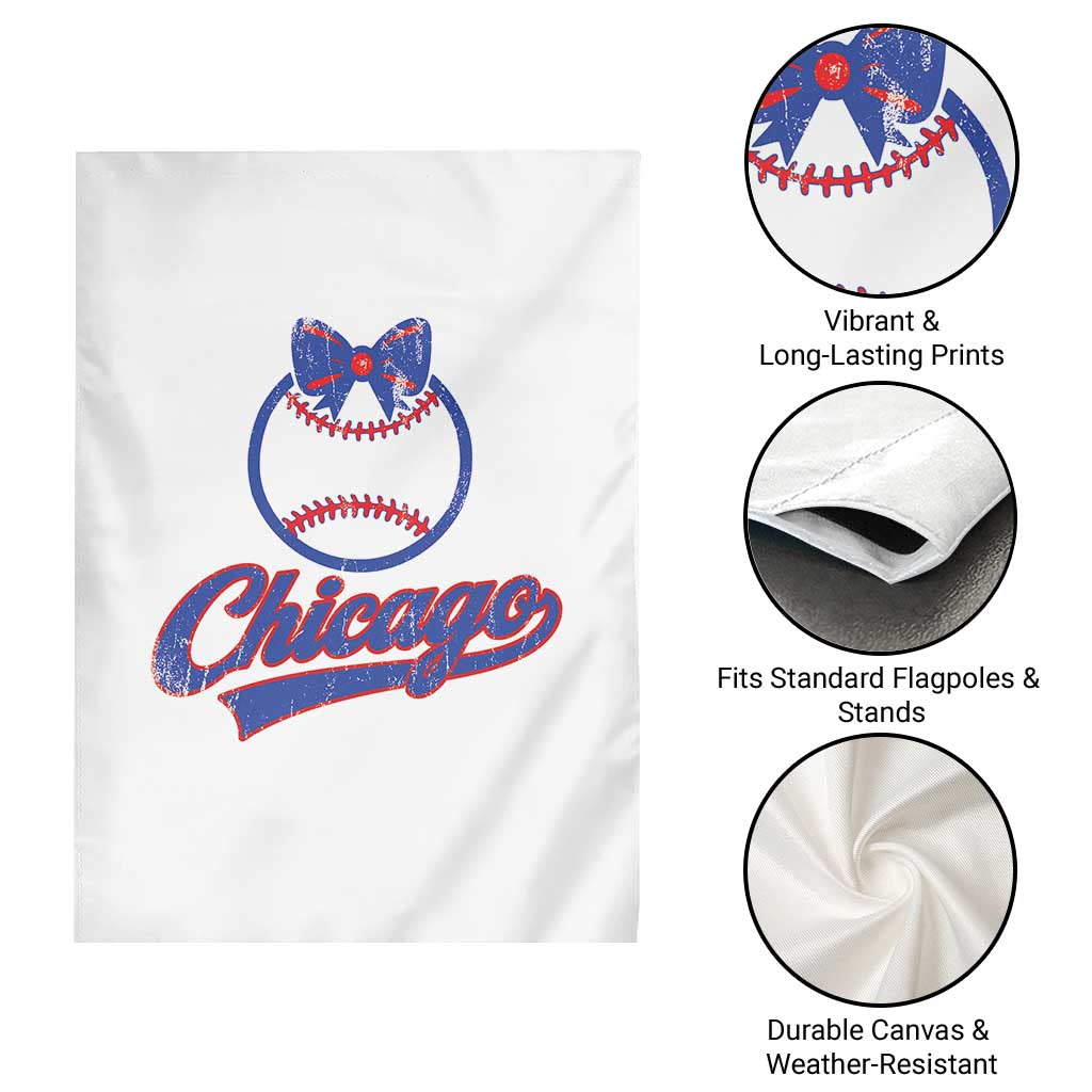 Chicago Coquette Bow Garden Flag Cute Girls Kids Women Baseball Fans