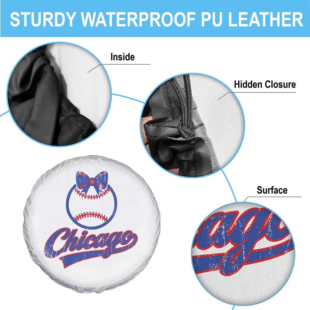 Chicago Coquette Bow Spare Tire Cover Cute Girls Kids Women Baseball Fans