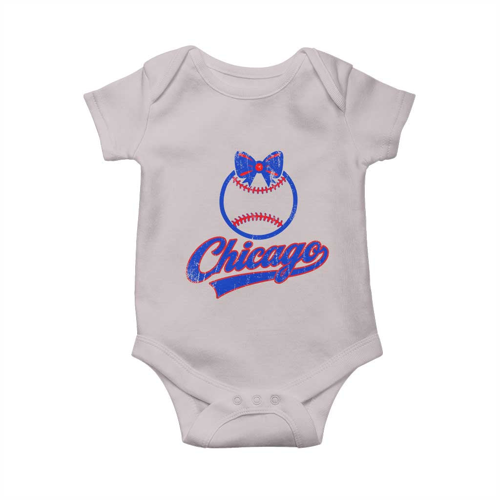 Chicago Coquette Bow Baby Onesie Cute Girls Kids Women Baseball Fans