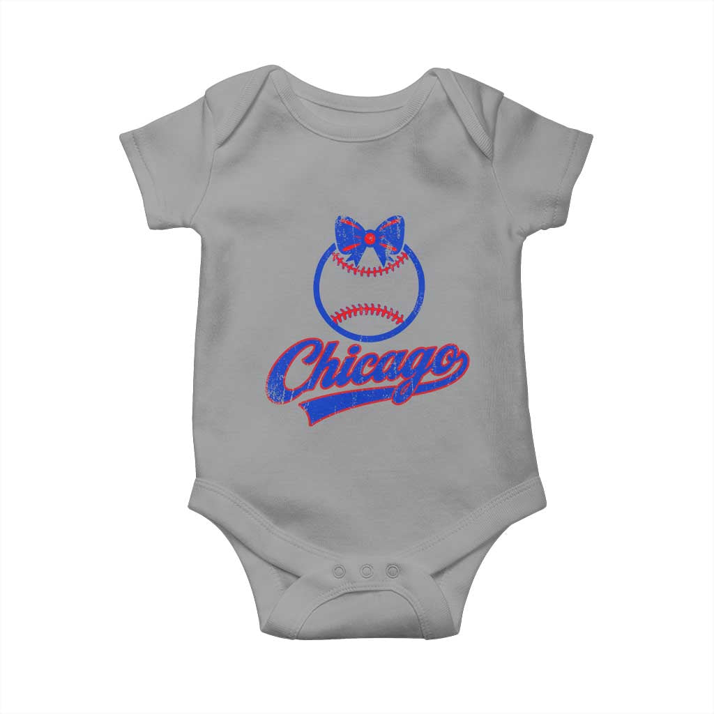 Chicago Coquette Bow Baby Onesie Cute Girls Kids Women Baseball Fans