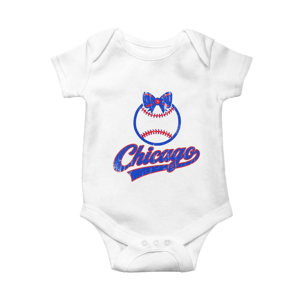 Chicago Coquette Bow Baby Onesie Cute Girls Kids Women Baseball Fans