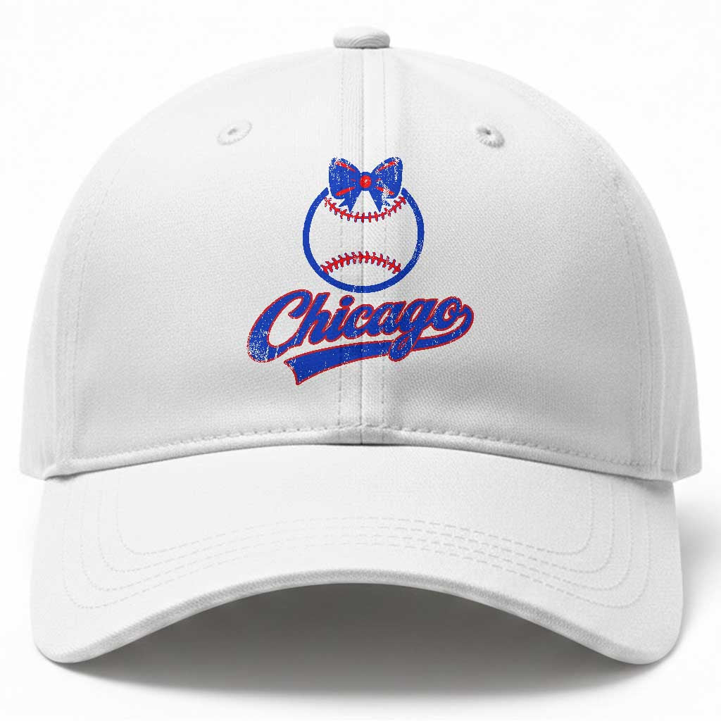 Chicago Coquette Bow Baseball Cap Cute Girls Kids Women Baseball Fans