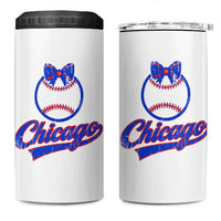Chicago Coquette Bow 4 in 1 Can Cooler Tumbler Cute Girls Kids Women Baseball Fans