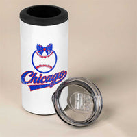 Chicago Coquette Bow 4 in 1 Can Cooler Tumbler Cute Girls Kids Women Baseball Fans