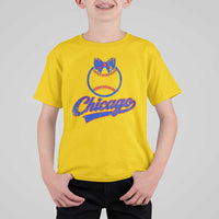 Chicago Coquette Bow T Shirt For Kid Cute Girls Kids Women Baseball Fans