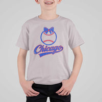Chicago Coquette Bow T Shirt For Kid Cute Girls Kids Women Baseball Fans
