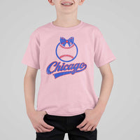Chicago Coquette Bow T Shirt For Kid Cute Girls Kids Women Baseball Fans