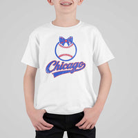Chicago Coquette Bow T Shirt For Kid Cute Girls Kids Women Baseball Fans