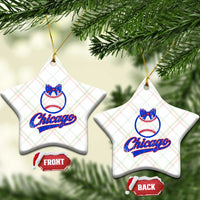 Chicago Coquette Bow Ceramic Ornament Cute Girls Kids Women Baseball Fans