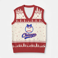 Chicago Coquette Bow V-Neck Knit Sweater Vest Cute Girls Kids Women Baseball Fans