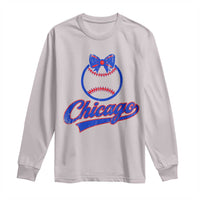 Chicago Coquette Bow Long Sleeve Shirt Cute Girls Kids Women Baseball Fans