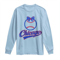 Chicago Coquette Bow Long Sleeve Shirt Cute Girls Kids Women Baseball Fans