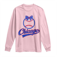 Chicago Coquette Bow Long Sleeve Shirt Cute Girls Kids Women Baseball Fans
