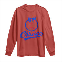 Chicago Coquette Bow Long Sleeve Shirt Cute Girls Kids Women Baseball Fans