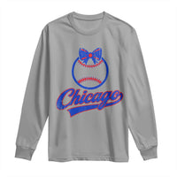 Chicago Coquette Bow Long Sleeve Shirt Cute Girls Kids Women Baseball Fans