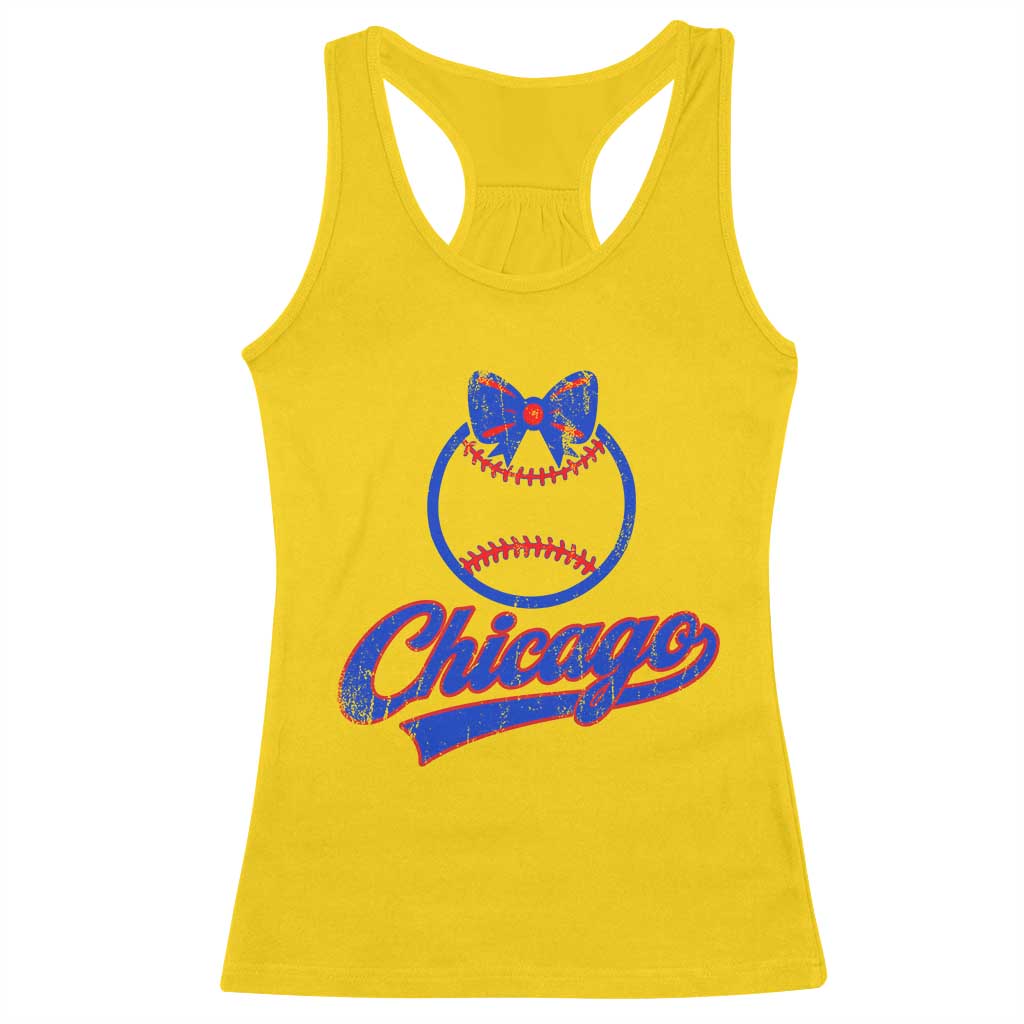 Chicago Coquette Bow Racerback Tank Top Cute Girls Kids Women Baseball Fans