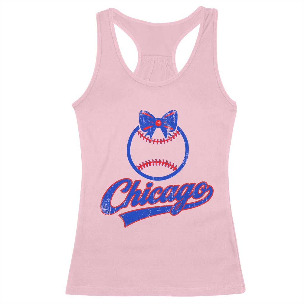 Chicago Coquette Bow Racerback Tank Top Cute Girls Kids Women Baseball Fans