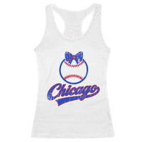 Chicago Coquette Bow Racerback Tank Top Cute Girls Kids Women Baseball Fans