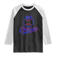 Chicago Coquette Bow Raglan Shirt Cute Girls Kids Women Baseball Fans