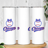 Chicago Coquette Bow Skinny Tumbler Cute Girls Kids Women Baseball Fans