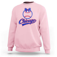 Chicago Coquette Bow Sweatshirt Cute Girls Kids Women Baseball Fans