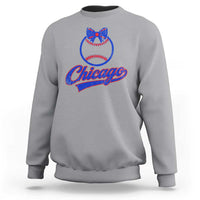 Chicago Coquette Bow Sweatshirt Cute Girls Kids Women Baseball Fans