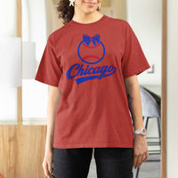 Chicago Coquette Bow T Shirt For Women Cute Girls Kids Women Baseball Fans