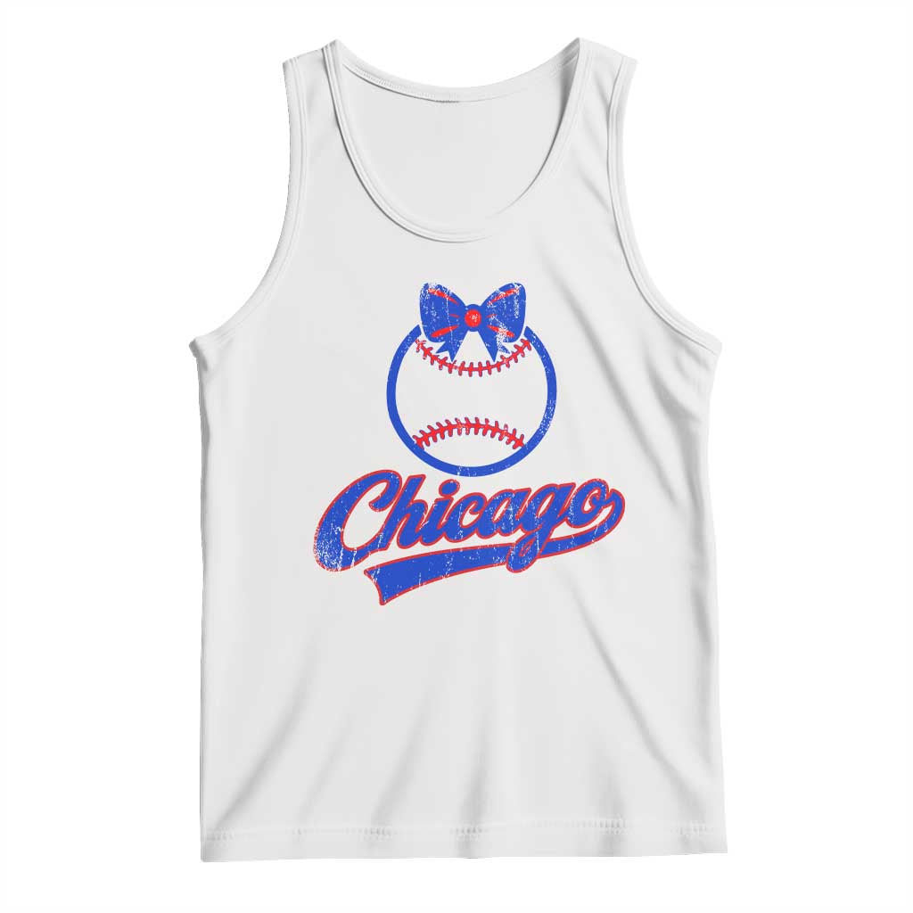 Chicago Coquette Bow Tank Top Cute Girls Kids Women Baseball Fans