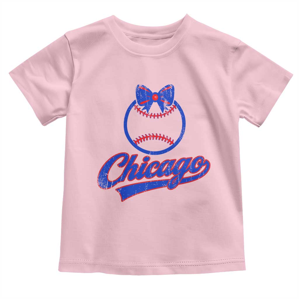 Chicago Coquette Bow Toddler T Shirt Cute Girls Kids Women Baseball Fans