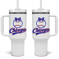 Chicago Coquette Bow Tumbler With Handle Cute Girls Kids Women Baseball Fans
