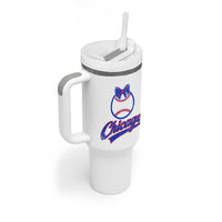 Chicago Coquette Bow Tumbler With Handle Cute Girls Kids Women Baseball Fans
