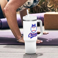 Chicago Coquette Bow Tumbler With Handle Cute Girls Kids Women Baseball Fans