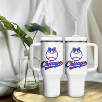 Chicago Coquette Bow Tumbler With Handle Cute Girls Kids Women Baseball Fans