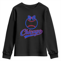 Chicago Coquette Bow Youth Sweatshirt Cute Girls Kids Women Baseball Fans