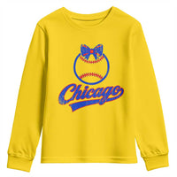 Chicago Coquette Bow Youth Sweatshirt Cute Girls Kids Women Baseball Fans