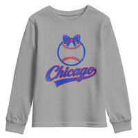 Chicago Coquette Bow Youth Sweatshirt Cute Girls Kids Women Baseball Fans