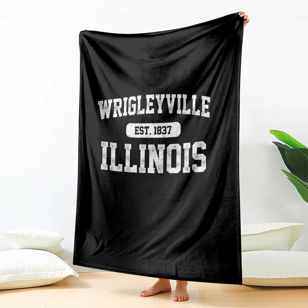 Wrigleyville Illinois Throw Blanket Vintage Chicago Classic Distressed Baseball Fan Gift