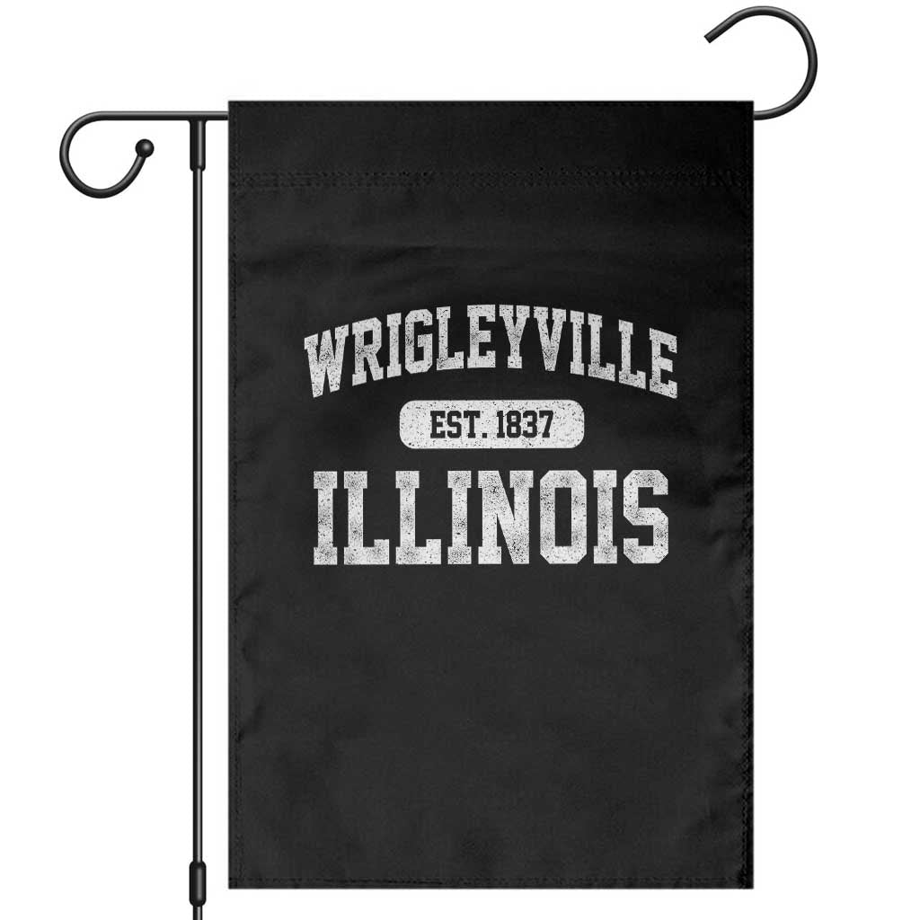 Wrigleyville Illinois Garden Flag Vintage Chicago Classic Distressed Baseball Fan Gift
