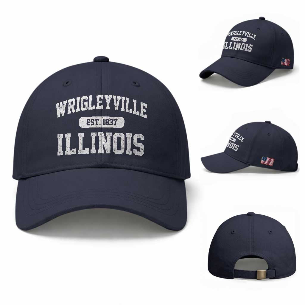 Wrigleyville Illinois Baseball Cap Vintage Chicago Classic Distressed Baseball Fan Gift