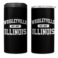 Wrigleyville Illinois 4 in 1 Can Cooler Tumbler Vintage Chicago Classic Distressed Baseball Fan Gift