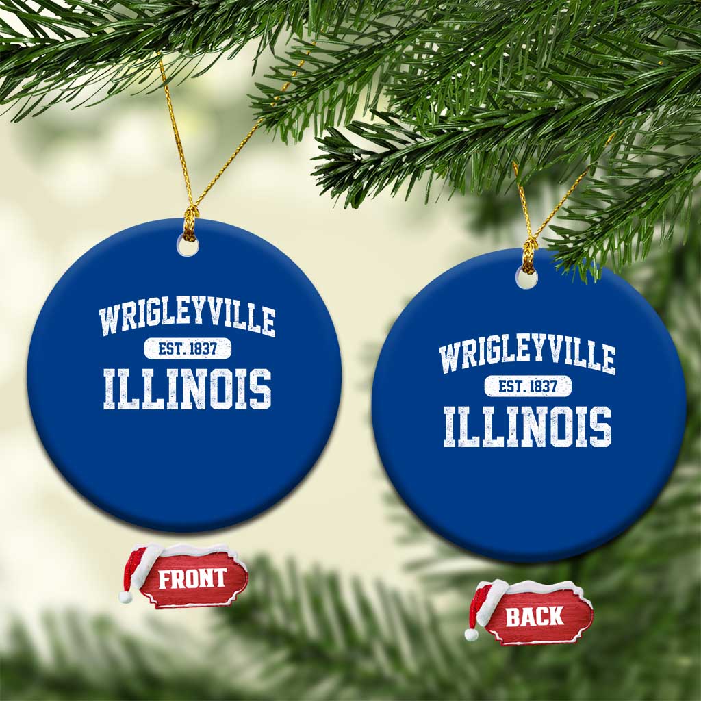 Wrigleyville Illinois Ceramic Ornament Vintage Chicago Classic Distressed Baseball Fan Gift