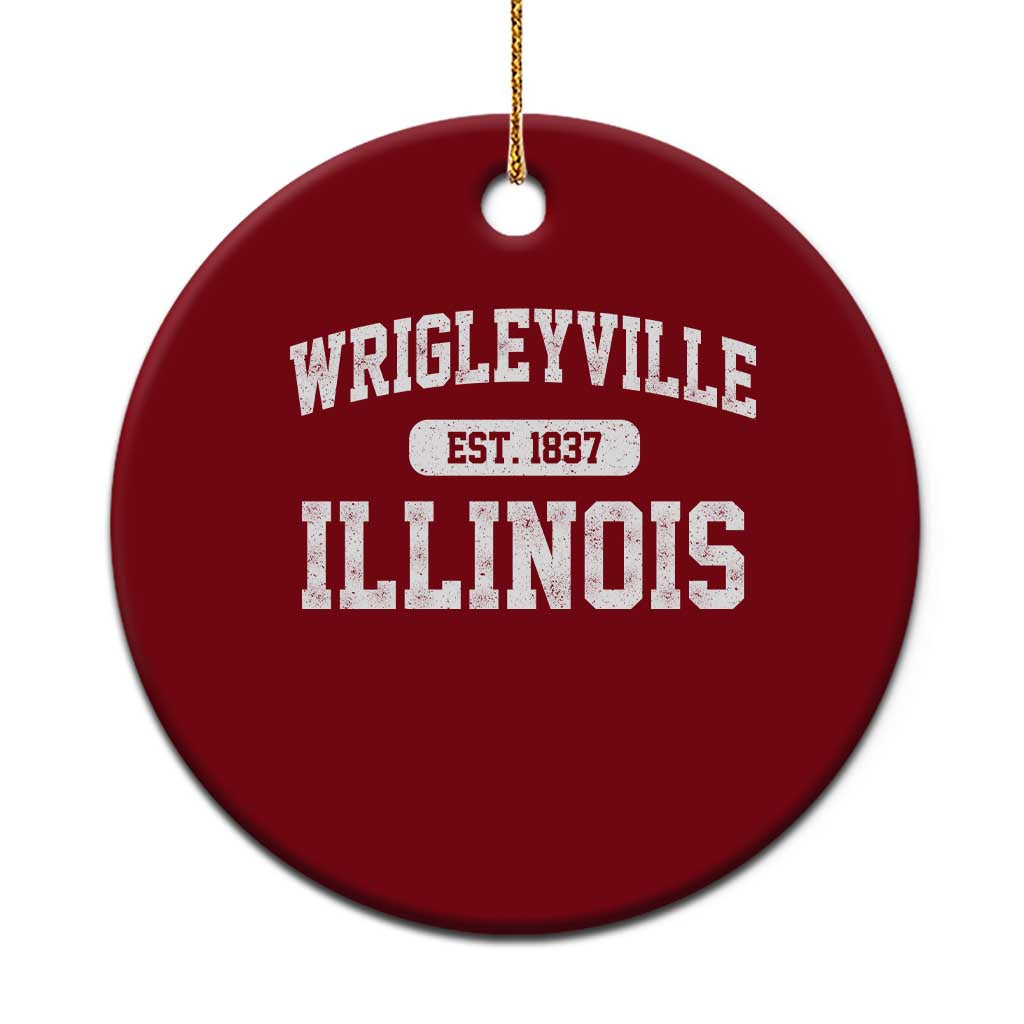 Wrigleyville Illinois Ceramic Ornament Vintage Chicago Classic Distressed Baseball Fan Gift