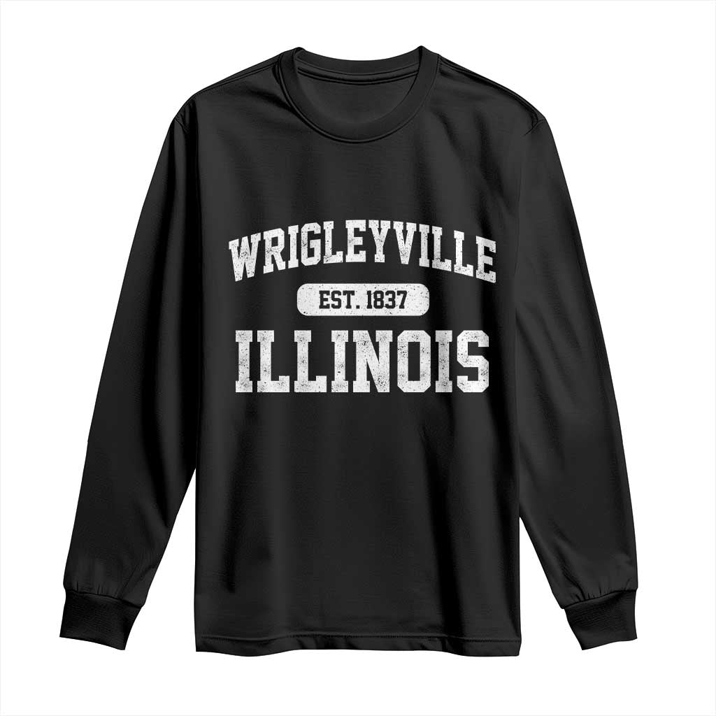 Wrigleyville Illinois Long Sleeve Shirt Vintage Chicago Classic Distressed Baseball Fan Gift