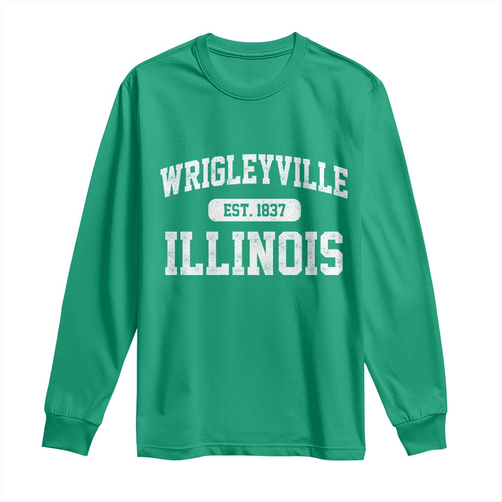 Wrigleyville Illinois Long Sleeve Shirt Vintage Chicago Classic Distressed Baseball Fan Gift