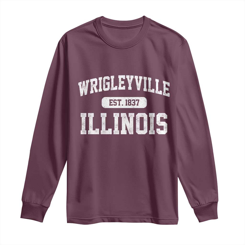 Wrigleyville Illinois Long Sleeve Shirt Vintage Chicago Classic Distressed Baseball Fan Gift