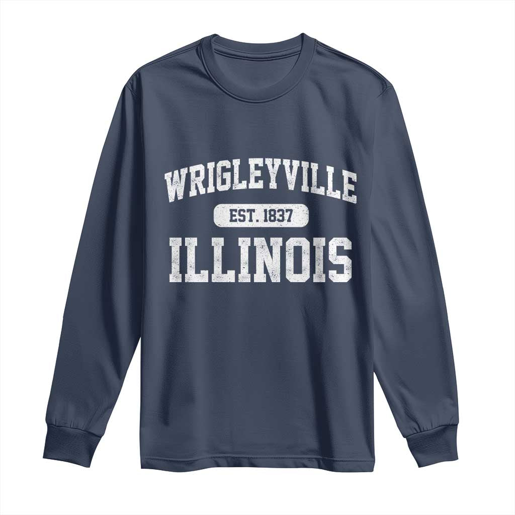 Wrigleyville Illinois Long Sleeve Shirt Vintage Chicago Classic Distressed Baseball Fan Gift