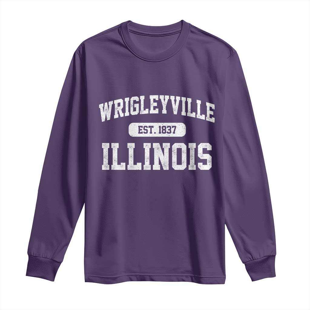 Wrigleyville Illinois Long Sleeve Shirt Vintage Chicago Classic Distressed Baseball Fan Gift