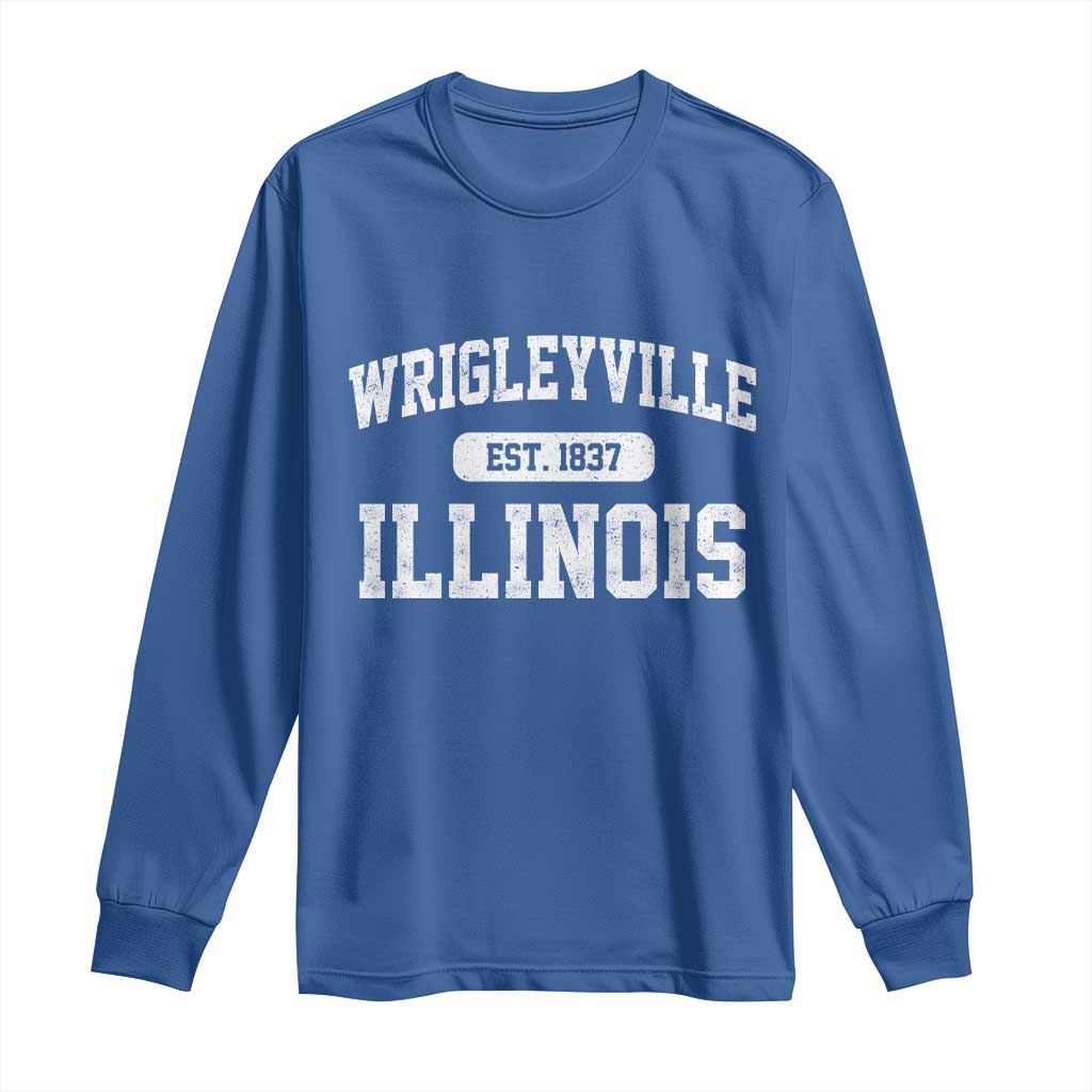 Wrigleyville Illinois Long Sleeve Shirt Vintage Chicago Classic Distressed Baseball Fan Gift