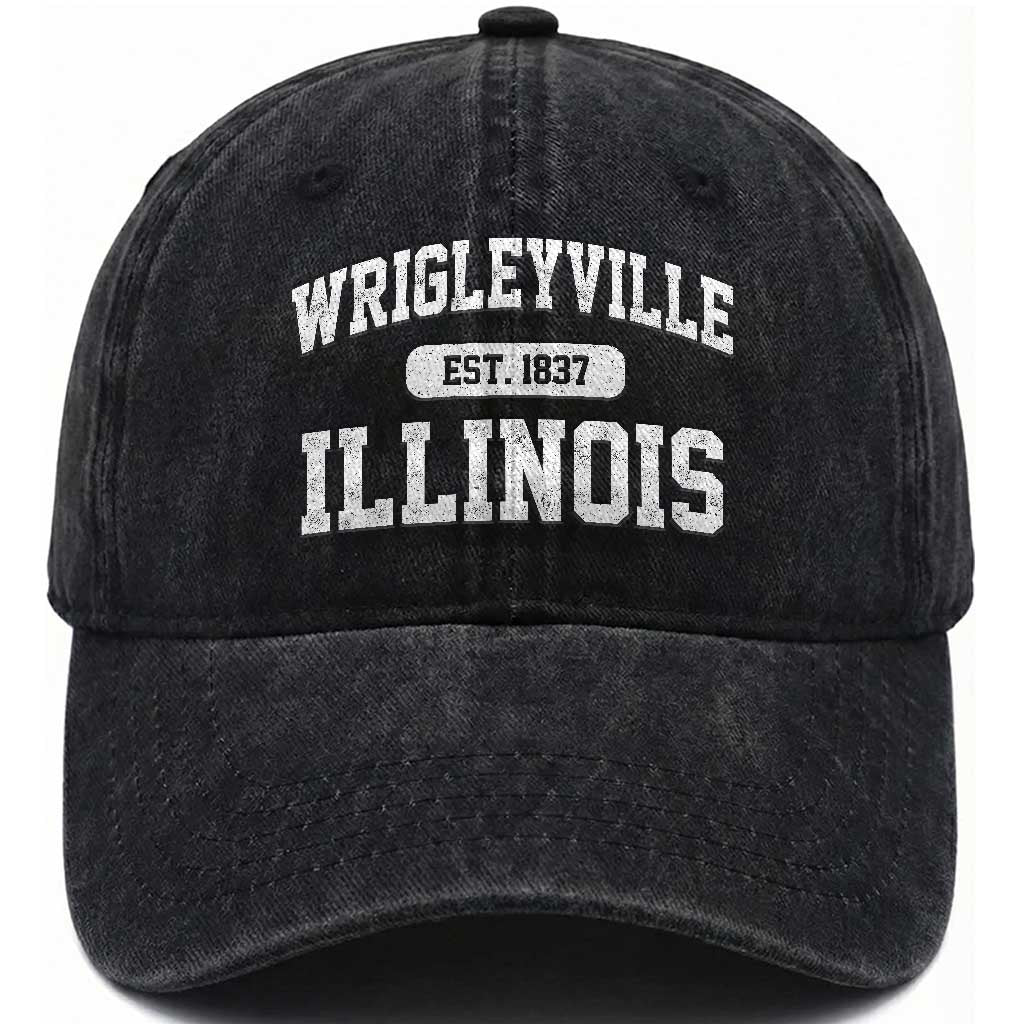 Wrigleyville Illinois Washed Cotton Baseball Cap Vintage Chicago Classic Distressed Baseball Fan Gift