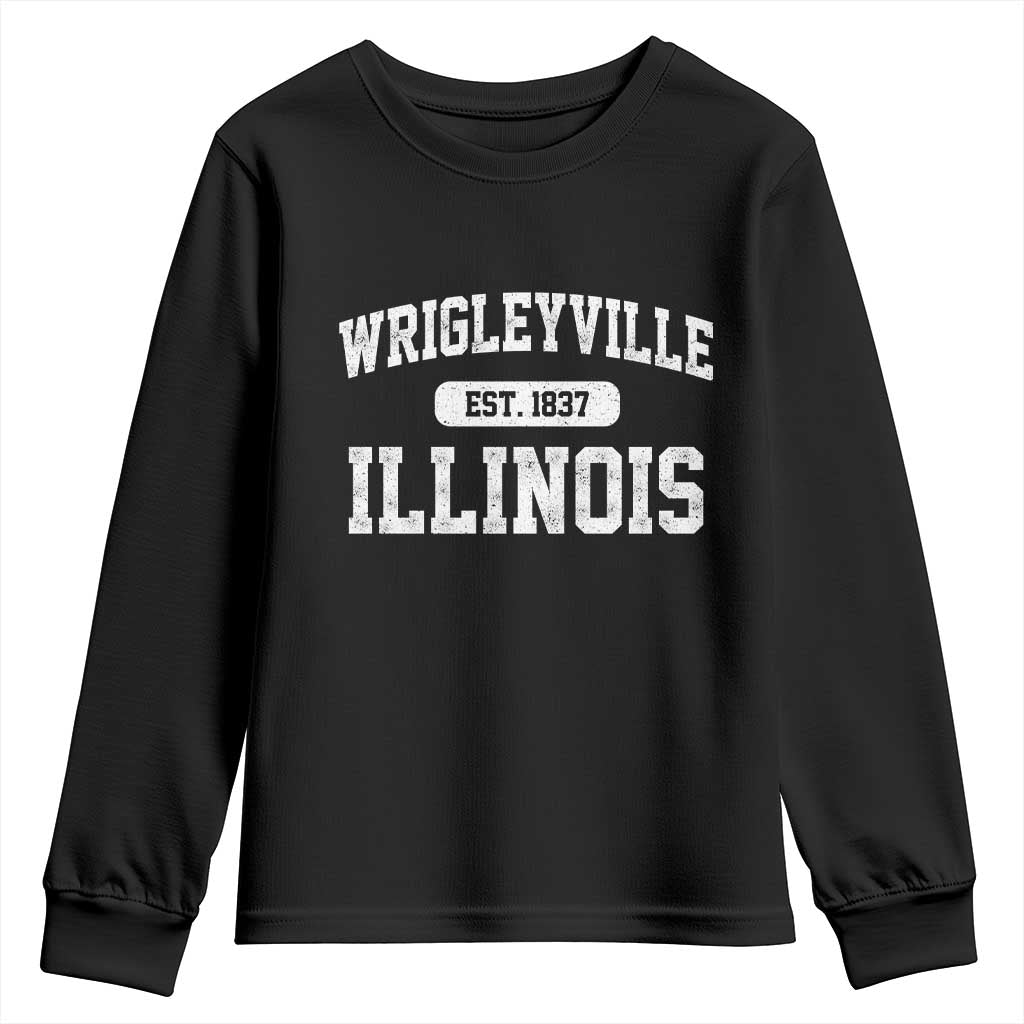 Wrigleyville Illinois Youth Sweatshirt Vintage Chicago Classic Distressed Baseball Fan Gift